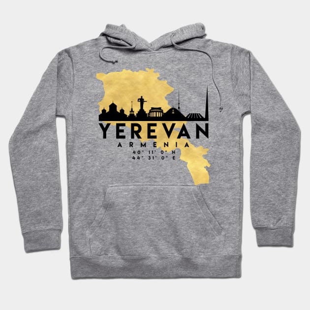 Yerevan Armenia Skyline Map Art Hoodie by deificusArt